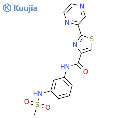 N-(3-methanesulfonamidophenyl)-2-(pyrazin-2-yl)-1,3-thiazole-4-carboxamide structure