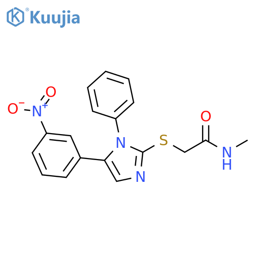 N-methyl-2-{[5-(3-nitrophenyl)-1-phenyl-1H-imidazol-2-yl]sulfanyl}acetamide structure