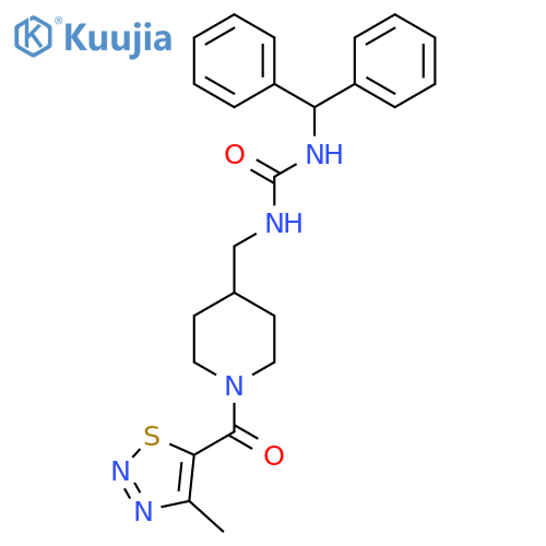 1-(diphenylmethyl)-3-{[1-(4-methyl-1,2,3-thiadiazole-5-carbonyl)piperidin-4-yl]methyl}urea structure