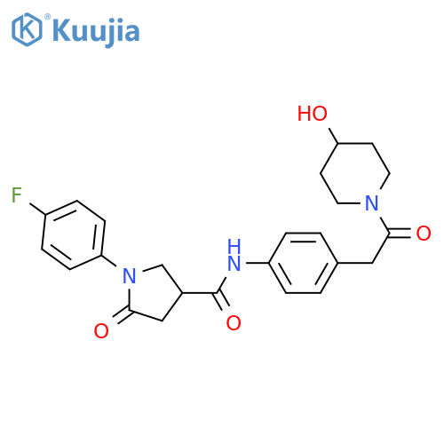 1-(4-fluorophenyl)-N-{4-2-(4-hydroxypiperidin-1-yl)-2-oxoethylphenyl}-5-oxopyrrolidine-3-carboxamide structure