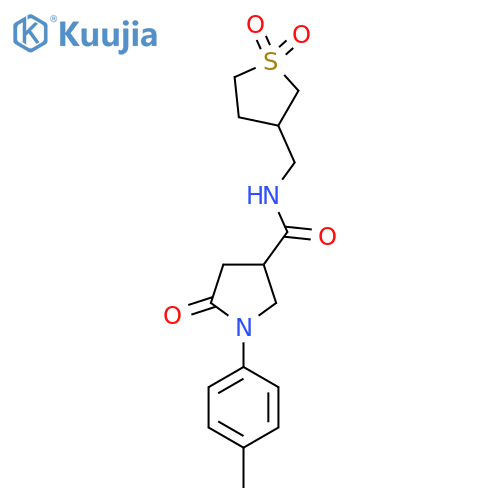 N-(1,1-dioxo-1lambda6-thiolan-3-yl)methyl-1-(4-methylphenyl)-5-oxopyrrolidine-3-carboxamide structure