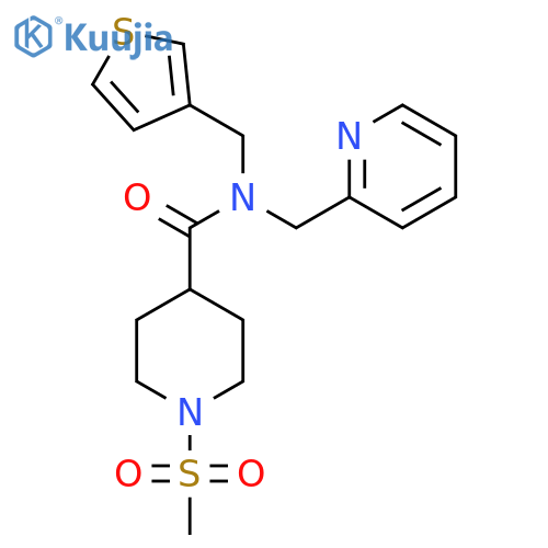 1-methanesulfonyl-N-(pyridin-2-yl)methyl-N-(thiophen-3-yl)methylpiperidine-4-carboxamide structure
