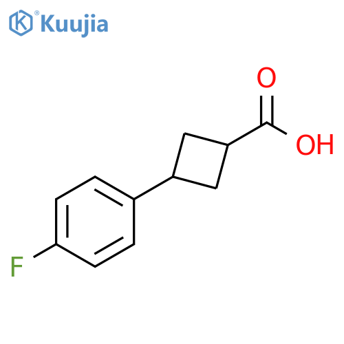 3-(4-fluorophenyl)cyclobutane-1-carboxylic acid structure