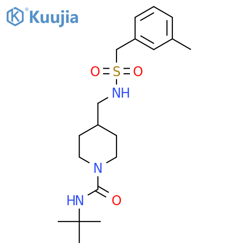 N-tert-butyl-4-{(3-methylphenyl)methanesulfonamidomethyl}piperidine-1-carboxamide structure
