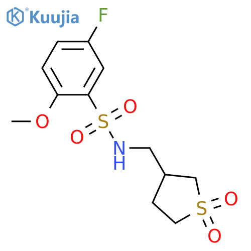 N-(1,1-dioxo-1lambda6-thiolan-3-yl)methyl-5-fluoro-2-methoxybenzene-1-sulfonamide structure