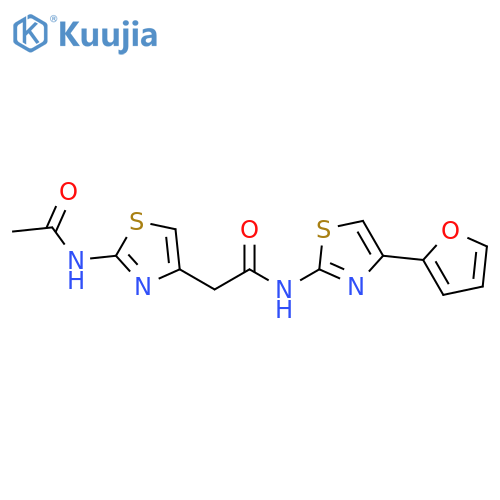 2-(2-acetamido-1,3-thiazol-4-yl)-N-[4-(furan-2-yl)-1,3-thiazol-2-yl]acetamide structure