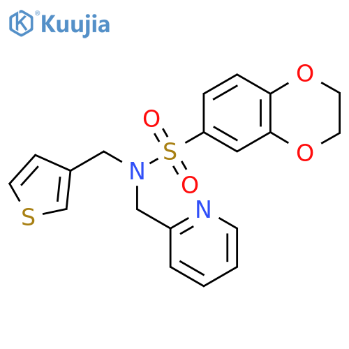 N-(pyridin-2-yl)methyl-N-(thiophen-3-yl)methyl-2,3-dihydro-1,4-benzodioxine-6-sulfonamide structure