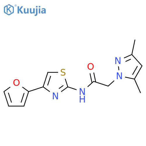 2-(3,5-dimethyl-1H-pyrazol-1-yl)-N-4-(furan-2-yl)-1,3-thiazol-2-ylacetamide structure