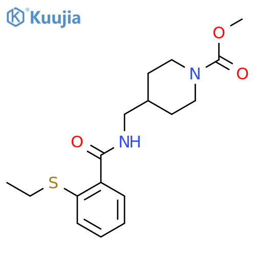methyl 4-({2-(ethylsulfanyl)phenylformamido}methyl)piperidine-1-carboxylate structure