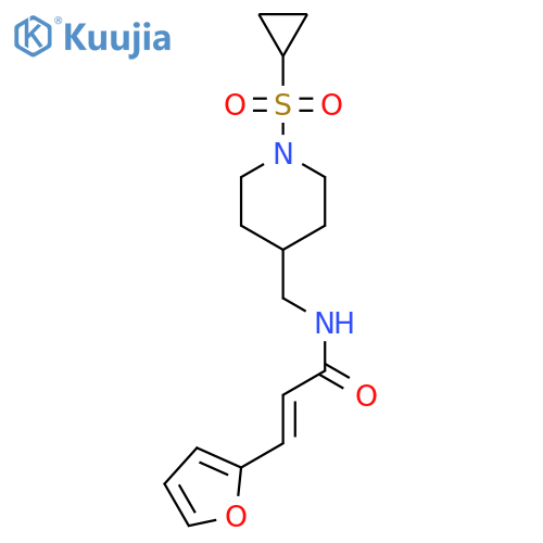 (2E)-N-{1-(cyclopropanesulfonyl)piperidin-4-ylmethyl}-3-(furan-2-yl)prop-2-enamide structure