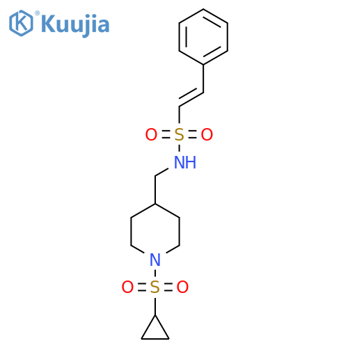 (E)-N-{1-(cyclopropanesulfonyl)piperidin-4-ylmethyl}-2-phenylethene-1-sulfonamide structure
