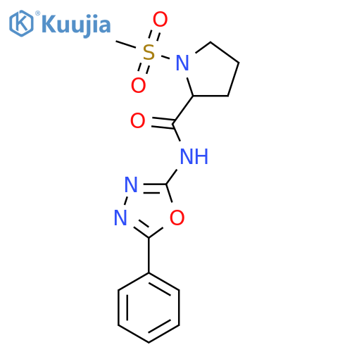 1-methanesulfonyl-N-(5-phenyl-1,3,4-oxadiazol-2-yl)pyrrolidine-2-carboxamide structure