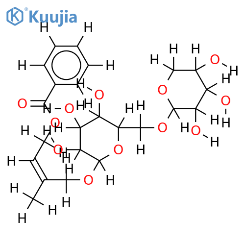 (2E)-prenyl benzoate-4-O-alpha-L-arabinopyranosyl-(1->6)-beta-D-glucopyranoside structure