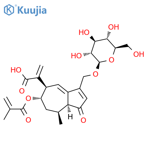 5-Azuleneacetic acid,3-[(b-D-glucopyranosyloxy)methyl]-1,5,6,7,8,8a-hexahydro-8-methyl-a-methylene-6-[(2-methyl-1-oxo-2-propenyl)oxy]-1-oxo-,(5R,6S,8S,8aS)- (9CI) structure