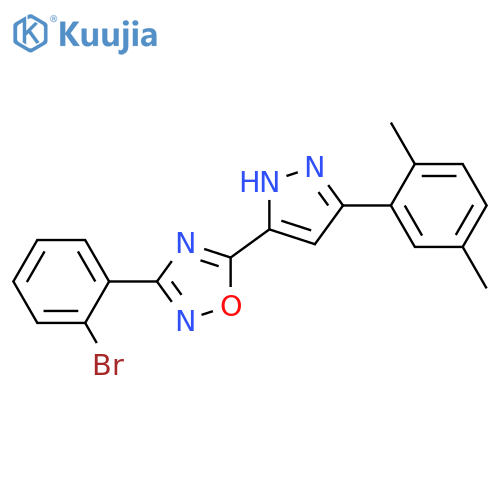 3-(2-bromophenyl)-5-[3-(2,5-dimethylphenyl)-1H-pyrazol-5-yl]-1,2,4-oxadiazole structure