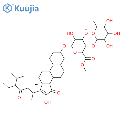 3,16-Dihydroxystigmast-16-ene-15,23-dione; (3β,5α,14β,24R)-form, 3-O-[α-L-Rhamnopyranosyl-(1→4)-6-O-methyl-β-D-glucuronopyranoside] structure