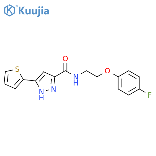 N-2-(4-fluorophenoxy)ethyl-5-(thiophen-2-yl)-1H-pyrazole-3-carboxamide structure
