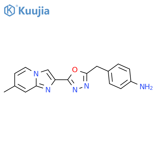 4-(5-{7-methylimidazo1,2-apyridin-2-yl}-1,3,4-oxadiazol-2-yl)methylaniline structure