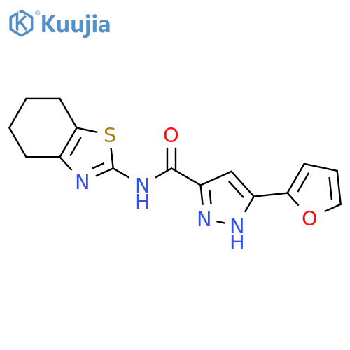 5-(furan-2-yl)-N-(4,5,6,7-tetrahydro-1,3-benzothiazol-2-yl)-1H-pyrazole-3-carboxamide structure