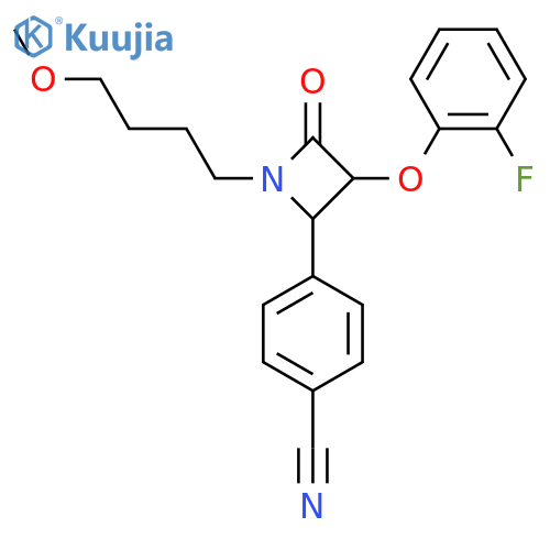 4-[3-(2-Fluorophenoxy)-1-(4-methoxybutyl)-4-oxoazetidin-2-yl]benzonitrile structure