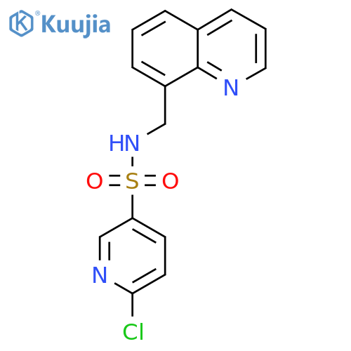 6-chloro-N-[(quinolin-8-yl)methyl]pyridine-3-sulfonamide structure