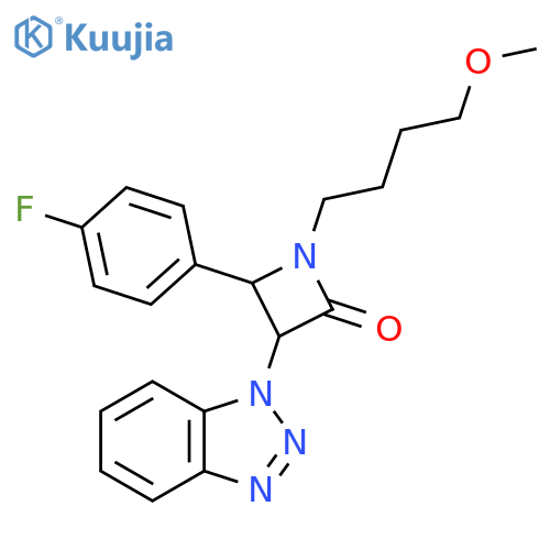 3-(1H-1,2,3-benzotriazol-1-yl)-4-(4-fluorophenyl)-1-(4-methoxybutyl)azetidin-2-one structure