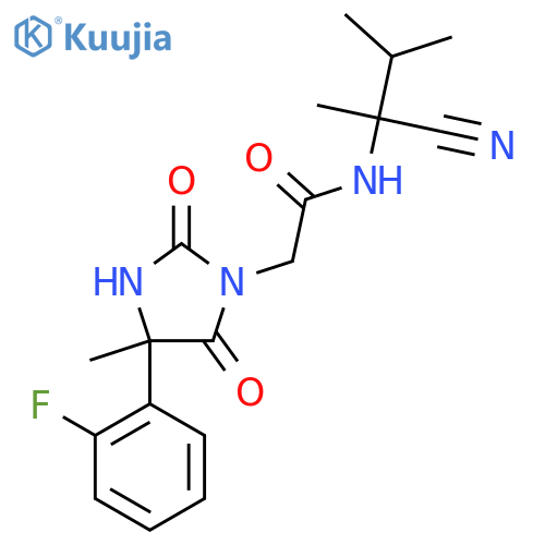 N-(1-cyano-1,2-dimethylpropyl)-2-[4-(2-fluorophenyl)-4-methyl-2,5-dioxoimidazolidin-1-yl]acetamide structure