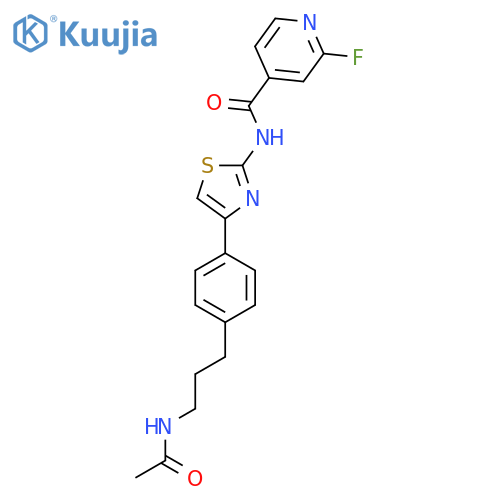 N-{4-[4-(3-acetamidopropyl)phenyl]-1,3-thiazol-2-yl}-2-fluoropyridine-4-carboxamide structure