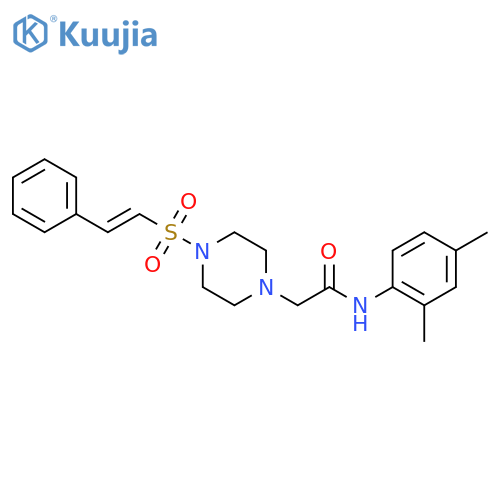 N-(2,4-dimethylphenyl)-2-[4-[(E)-2-phenylethenyl]sulfonylpiperazin-1-yl]acetamide structure