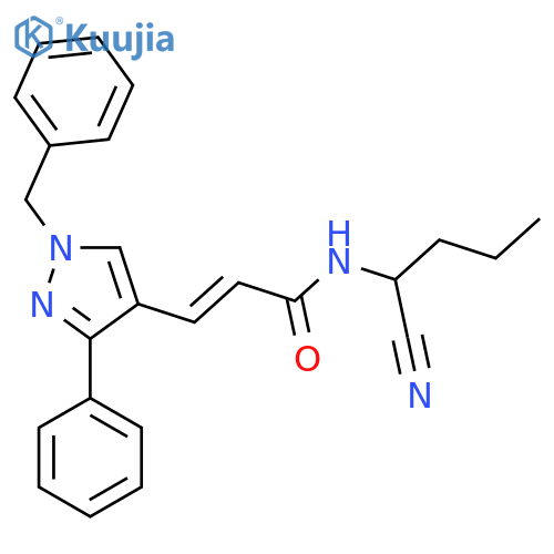 3-(1-benzyl-3-phenyl-1H-pyrazol-4-yl)-N-(1-cyanobutyl)prop-2-enamide structure