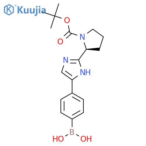 (S)-(4-(2-(1-(Tert-Butoxycarbonyl)pyrrolidin-2-yl)-1H-imidazol-5-yl)phenyl)boronic acid structure