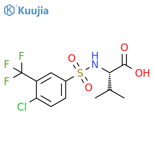 2-[4-chloro-3-(trifluoromethyl)benzenesulfonamido]-3-methylbutanoic acid structure
