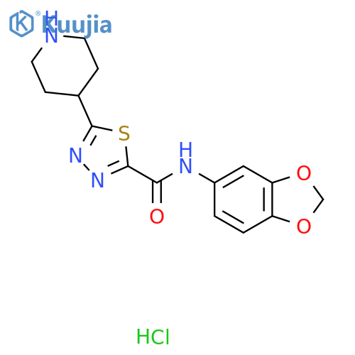 N-1,3-Benzodioxol-5-yl-5-piperidin-4-yl-1,3,4-thiadiazole-2-carboxamide hydrochloride structure