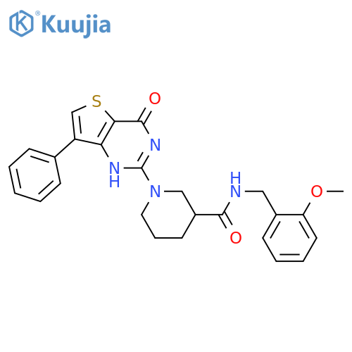 N-(2-methoxyphenyl)methyl-1-{4-oxo-7-phenyl-3H,4H-thieno3,2-dpyrimidin-2-yl}piperidine-3-carboxamide structure