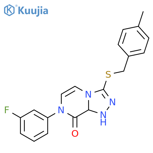 7-(3-fluorophenyl)-3-{[(4-methylphenyl)methyl]sulfanyl}-7H,8H-[1,2,4]triazolo[4,3-a]pyrazin-8-one structure