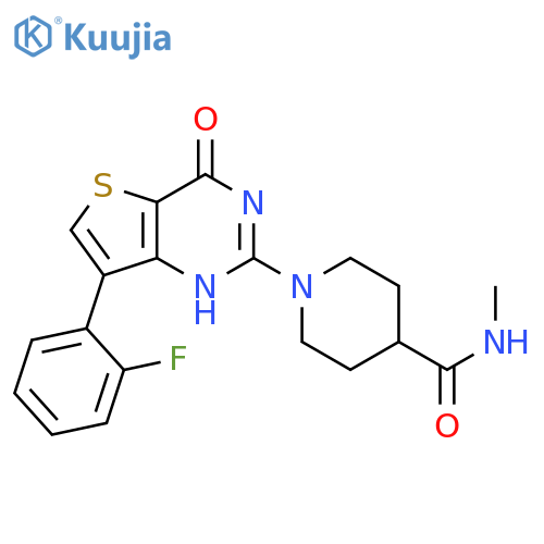 1-[7-(2-fluorophenyl)-4-oxo-3H,4H-thieno[3,2-d]pyrimidin-2-yl]-N-methylpiperidine-4-carboxamide structure
