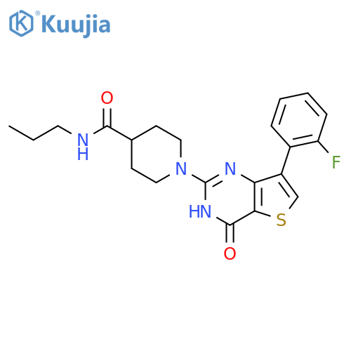 1-7-(2-fluorophenyl)-4-oxo-3H,4H-thieno3,2-dpyrimidin-2-yl-N-propylpiperidine-4-carboxamide structure