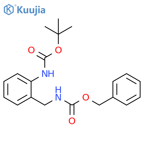 Carbamic acid, N-[[2-[[(1,1-dimethylethoxy)carbonyl]amino]phenyl]methyl]-, phenylmethyl ester structure