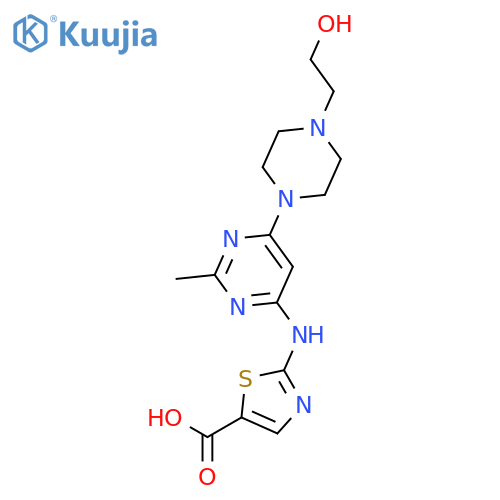 2-6-4-(2-Hydroxyethyl)-1-piperazinyl-2-methyl-4-pyrimidinylamino-5-thiazolecarboxylic acid structure