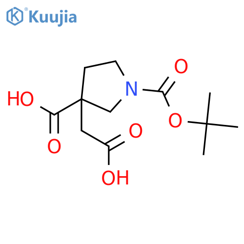 1-(Tert-butoxycarbonyl)-3-(carboxymethyl)pyrrolidine-3-carboxylic acid structure