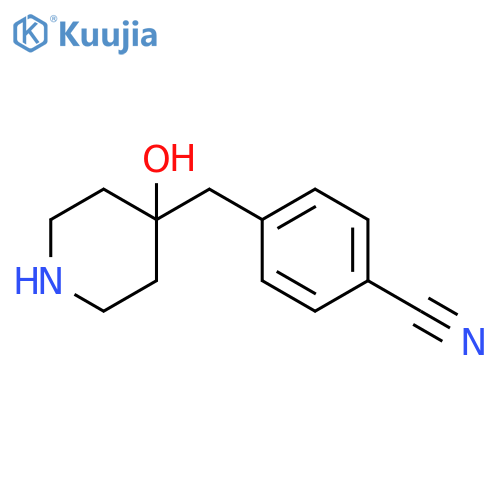 4-(4-hydroxypiperidin-4-yl)methylbenzonitrile structure