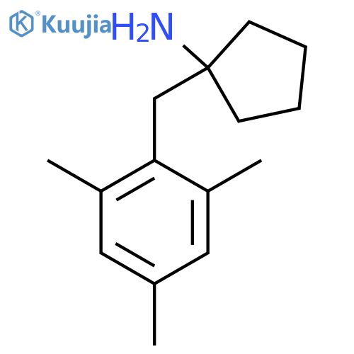 1-(2,4,6-trimethylphenyl)methylcyclopentan-1-amine structure
