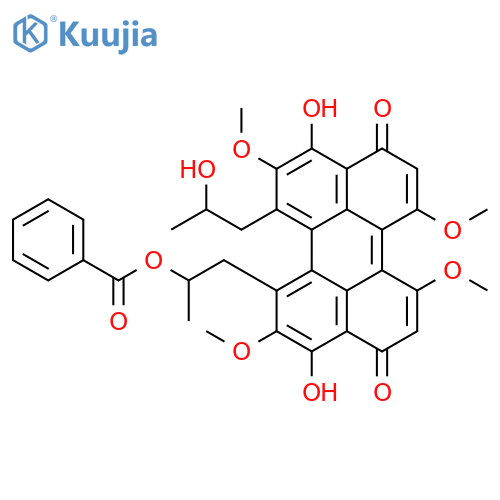 3,10-Perylenedione,1-[2-(benzoyloxy)propyl]-4,9-dihydroxy-12-(2-hydroxypropyl)-2,6,7,11-tetramethoxy- structure