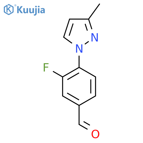 3-fluoro-4-(3-methyl-1H-pyrazol-1-yl)benzaldehyde structure