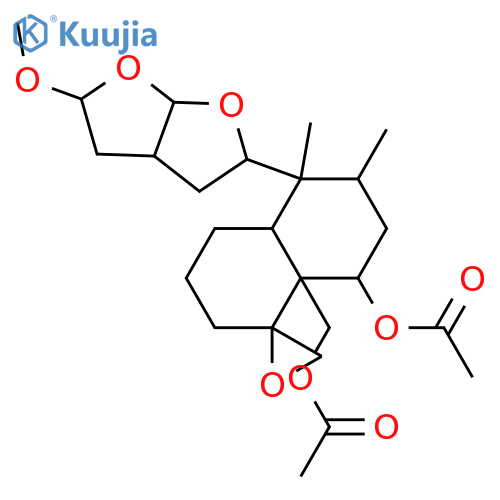 Spiro[naphthalene-1(8aH),2'-oxirane]-8a-methanol, 8-(acetyloxy)-5-[(2S,3aS,5R,6aR)-hexahydro-5-methoxyfuro[2,3-b]furan-2-yl]octahydro-5,6-dimethyl-, 8a-acetate, (1R,4aR,5S,6R,8S,8aR)- structure