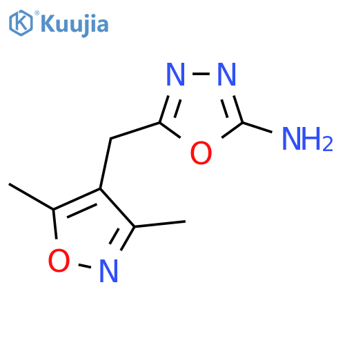 5-[(3,5-dimethylisoxazol-4-yl)methyl]-1,3,4-oxadiazol-2-amine structure