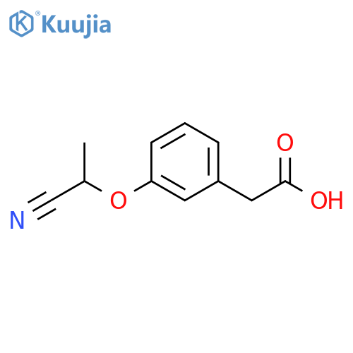 2-3-(1-cyanoethoxy)phenylacetic acid structure
