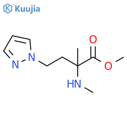 methyl 2-methyl-2-(methylamino)-4-(1H-pyrazol-1-yl)butanoate structure
