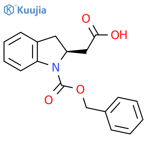 2-(2S)-1-(benzyloxy)carbonyl-2,3-dihydro-1H-indol-2-ylacetic acid structure
