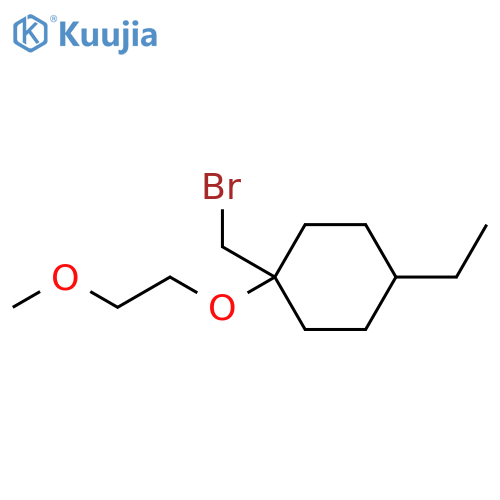 1-(bromomethyl)-4-ethyl-1-(2-methoxyethoxy)cyclohexane structure